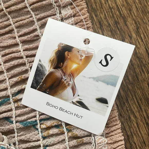 Boho Beach Hut Strapless Floral Print Lightweight High-Low Coverup Dress - Picture 6 of 6